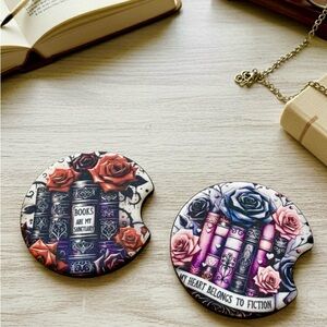 Floral Book-Themed Car Coasters